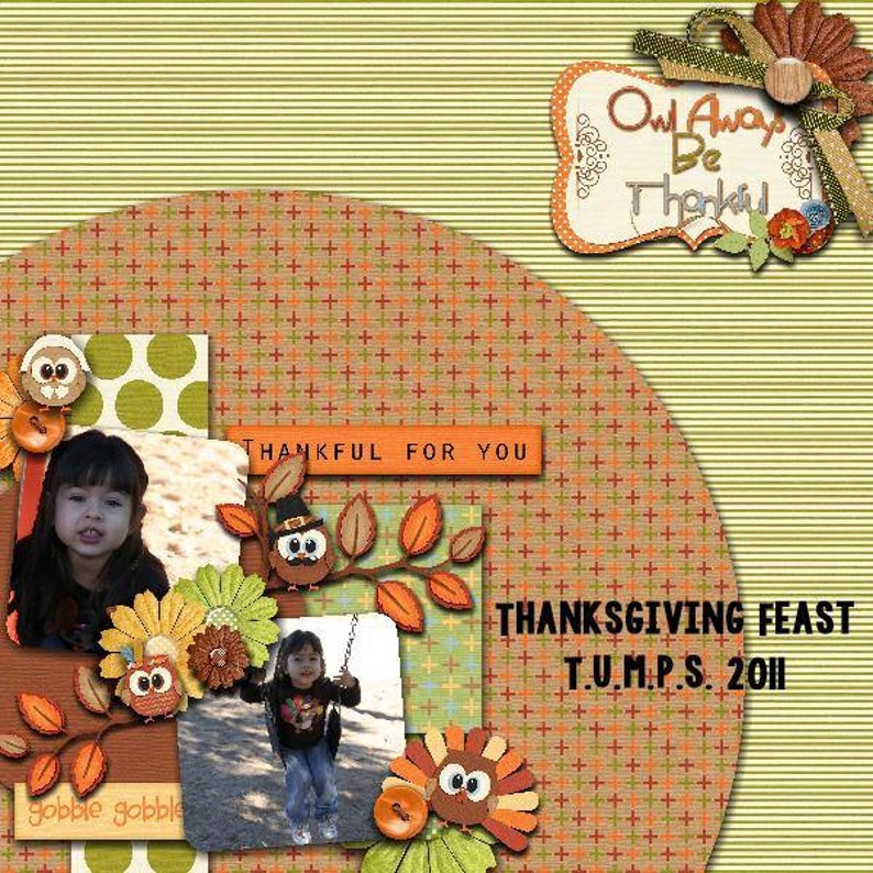Owl Be Thankful Thanksgiving Digital Scrapbook Kit - Etsy
