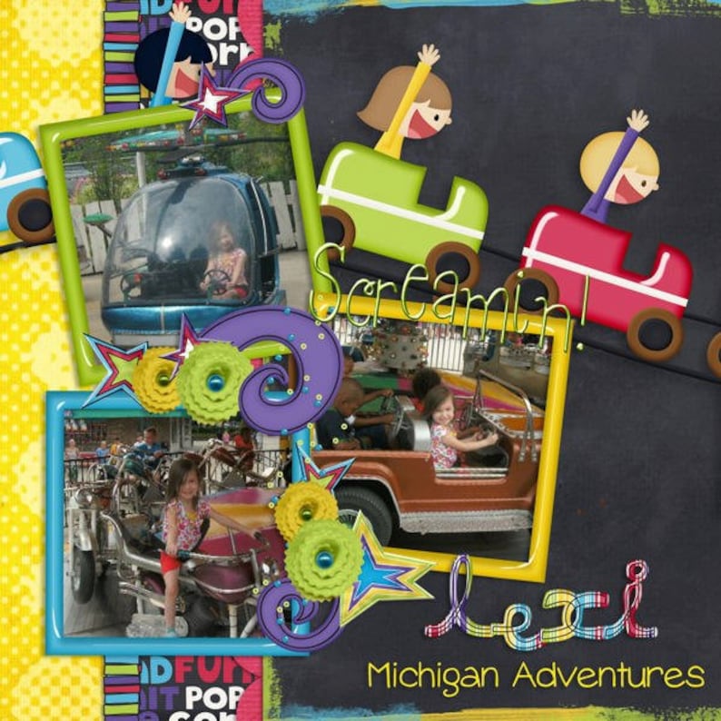 STORE CLOSING Funland Amusement Park Digital Scrapbooking Kit image 6