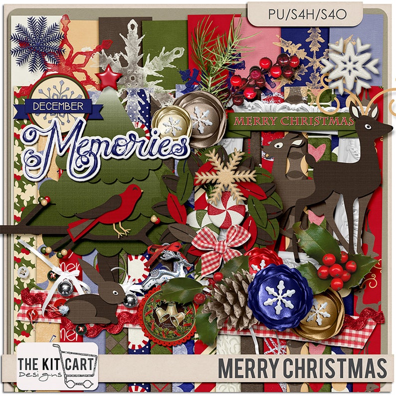 Merry Christmas Digital Scrapbook Kit Etsy