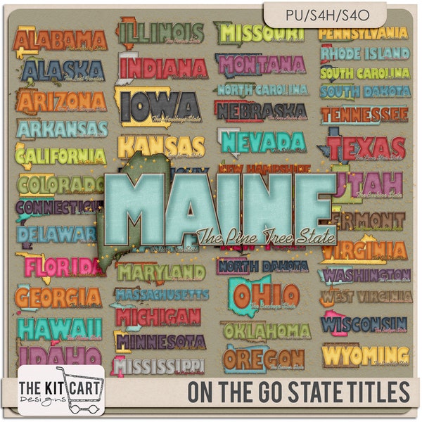 STORE CLOSING! On The Go Travel Vacation Digital Scrapbooking State Page Titles