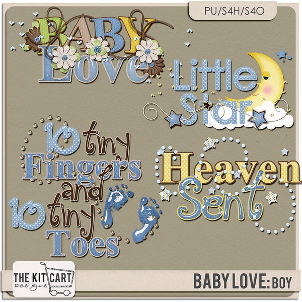 STORE CLOSING! Baby Love Boy Digital Scrapbook Word Art