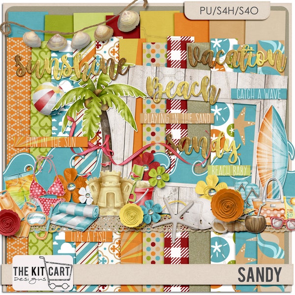 STORE CLOSING! Digital Scrapbook and Card Making Kit : Sandy Beach