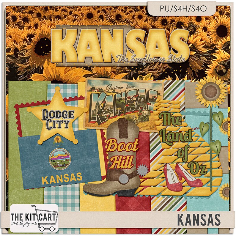 United States Kansas Mini Digital Scrapbook Kit Etsy