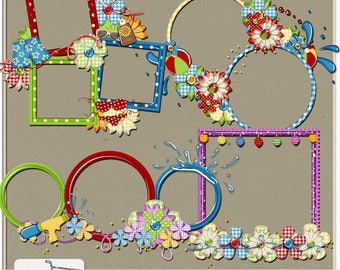 Pool Party Digital Scrapbook Cluster Frames