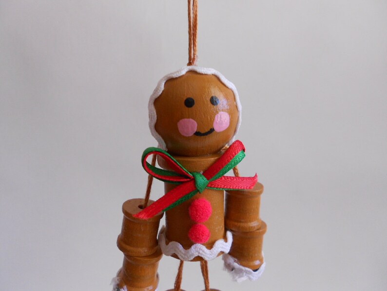 Wooden Spool Gingerbread Man Ornament Etsy