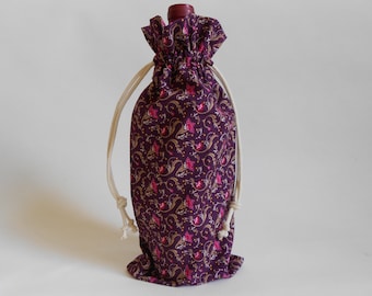 Sac à vin en tissu cachemire, sac pour bouteille, sac cadeau avec cordon de serrage