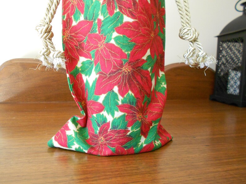 Christmas Cotton Fabric Wine Bag Bottle Bag with Drawstring Gift Bag