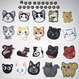 Cat lovers shoe charms, shoe clips, tabby cat, cat person, luna, kitten, black cat, lucky cat, shoe decor, gifts for him or her