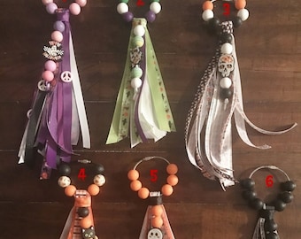 Halloween Bogg bag ribbon charms, cute, fun, hippie, ghost, pumpkin, skull, peace, horror, spooky, scary, gifts, clearance