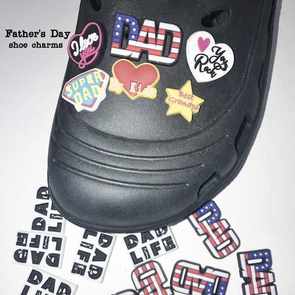 Father's Day shoe charms, unbranded, dad, grandpa, gifts, party favors, shoe clips, by the set or individually