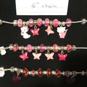 Children&#39;s European snake chain bracelets, butterflies, hearts, kittens, birthdays, Christmas, gifts, children ages 7 and up, clearance