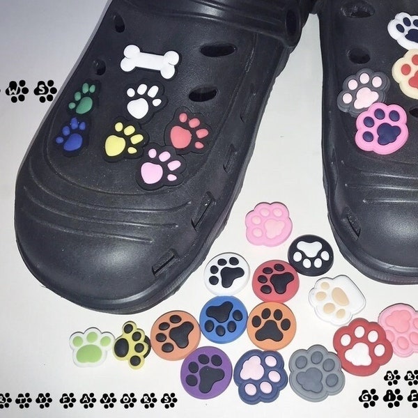 Paw prints themed shoe charms, unbranded, shoe clips, party favors, dogs, cats, animals, bracelets, stocking stuffers, gifts