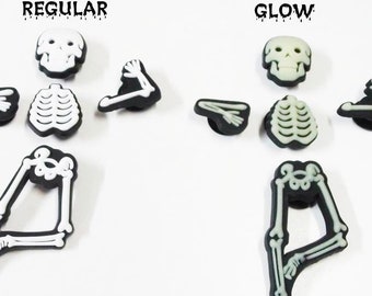 Halloween Shoe Charms Set: Skeleton, Ghost, Bat - Party Favors