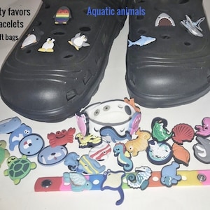 Aquatic shoe charms unbranded clips, party favors, shark, turtle, penguins, octopus, whales, shells, gifts, birthdays