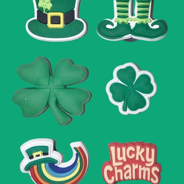 St. Patricks Day shoe charms, unbranded, by the set or individually, holidays, party favors, gifts, clover, rainbow, lucky charms, good luck