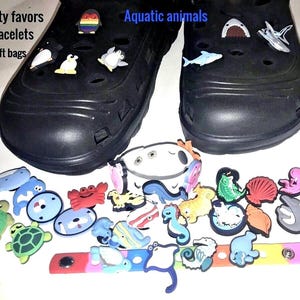 Aquatic shoe charms unbranded clips, party favors, shark, turtle, penguins, octopus, whales, shells, gifts, birthdays