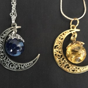Cracked Marble Necklaces, unique gifts, crescent moon, family charm, retro, baked, cracked, gifts for her, glass