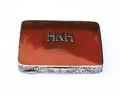 Victorian Swedish Continental 935 Silver Tortoise Shell Snuff Box Bon Bon Pill Case HKH monogram