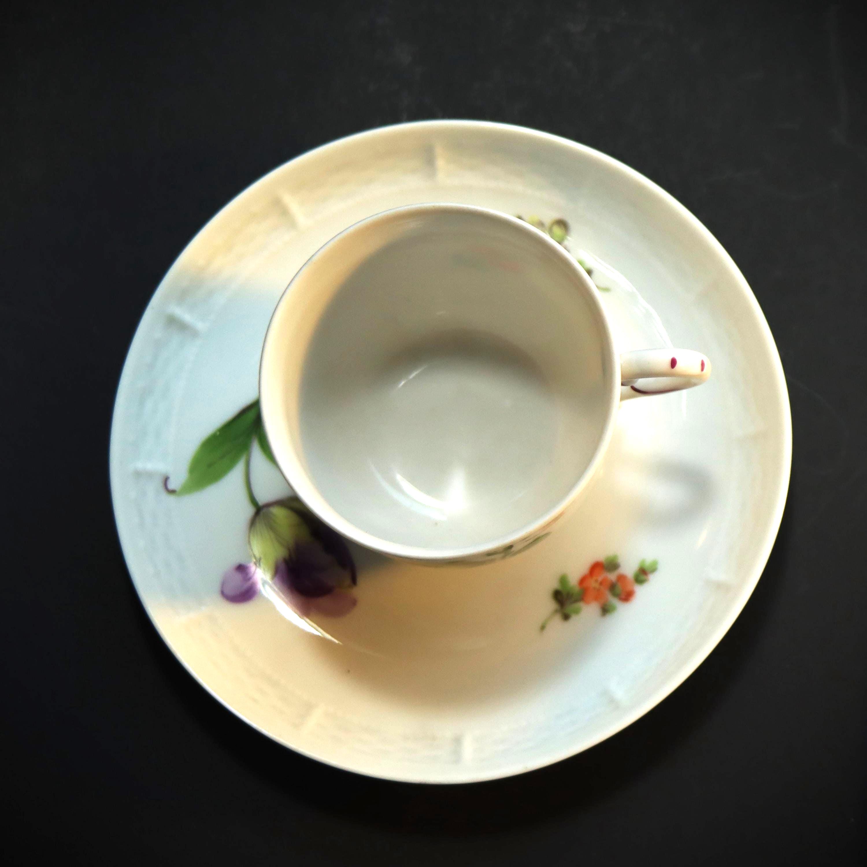 アンティーク ニンフェンブルク磁器 1920-30年頃 デミタス 手描き花柄