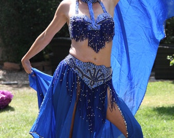 Professional Bellydancer Costume  -  Midnight Blue - High Quality