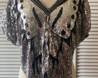 Sequence Butterfly Top - Medium 80's Glam