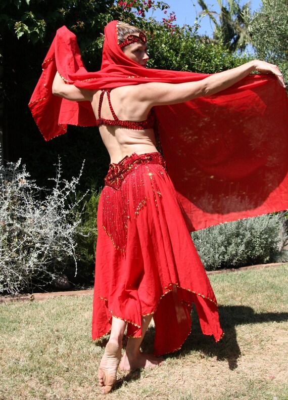 Ruby Red Professional Bellydancer Costume - image 4