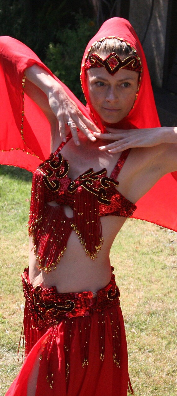 Ruby Red Professional Bellydancer Costume - image 9