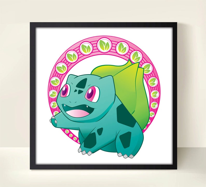 Bulbasaur Art Nouveau Inspired Pokemon 1st Generation 12 X 12 Etsy