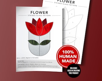 Flower Floral Sun Catcher Nature Plant Beginner Stained Glass DIY PATTERN ONLY, Digital Download