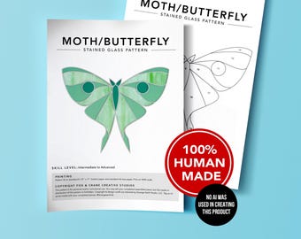 Moth Butterfly Luna Moth Insect Stained Glass DIY Pattern ONLY, Digital Download No AI