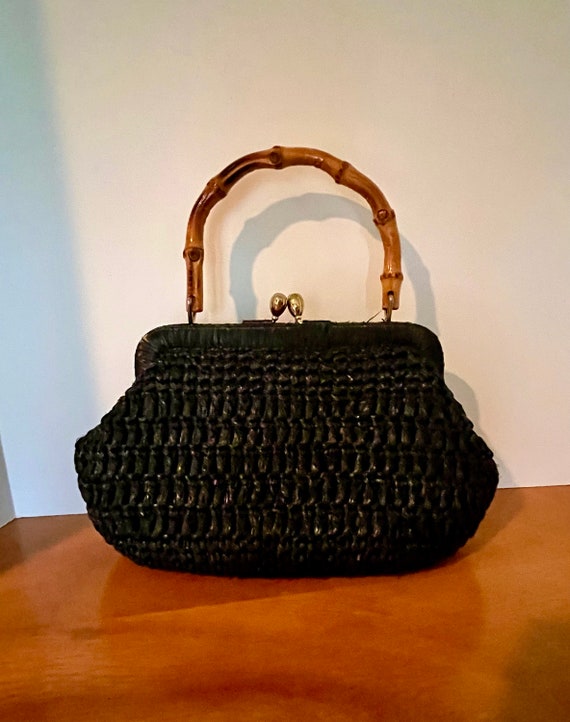 Babette Japan Raffia Bag Purse Blue Bamboo Top Handle Deep Navy Vintage  60's Designer Great Size Fabulous Clutch Evening - Etsy