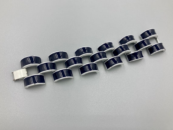 Jay Feinberg 80’s Chunky Bracelet Enamel Metal SI… - image 2