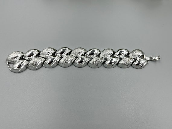 Vintage 60's Bracelet Links Brushed and Shine Sil… - image 2