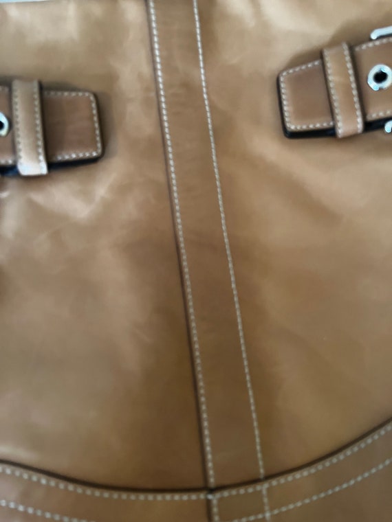 Classic Coach Bag Tan Leather Two Tone Vintage 90… - image 4