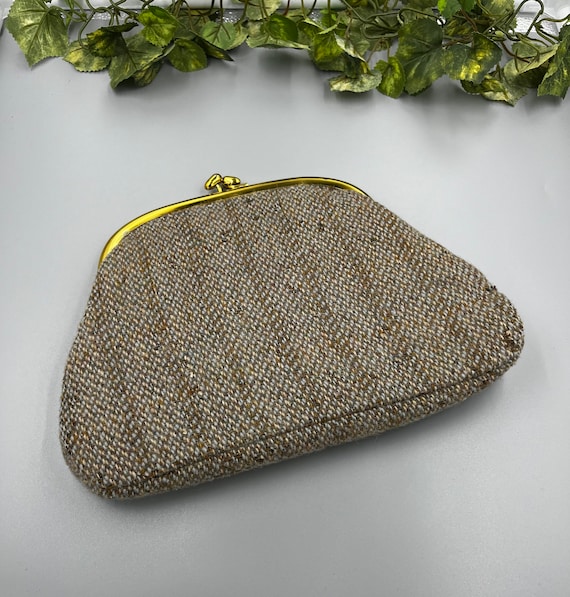 Darling Vintage Clutch Cosmetic Bag Wool Tweed Sn… - image 1