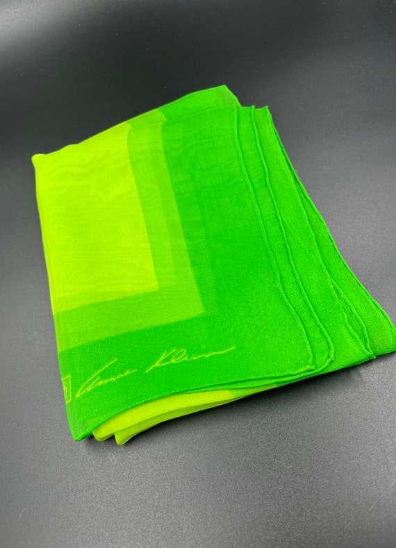 Anne Klein Silk Chiffon Scarf Long Greens Sheer S… - image 2