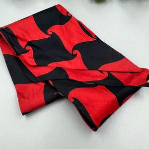 70&#39;s Silk Scarf Long Wingtip Black Red Houndstooth Narrow Skinny Layered Headscarf Menswear Mod Fabulous Vintage