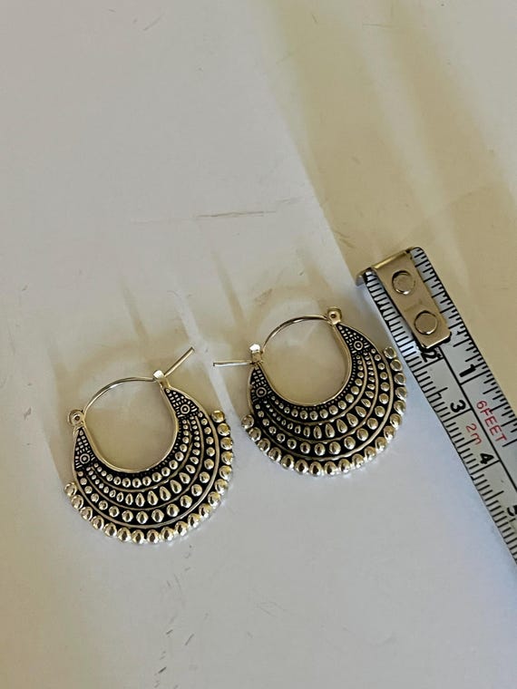 Vintage Silver Earrings Bold Statement Beaded Chu… - image 5