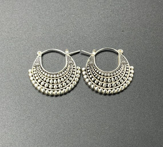 Vintage Silver Earrings Bold Statement Beaded Chu… - image 3
