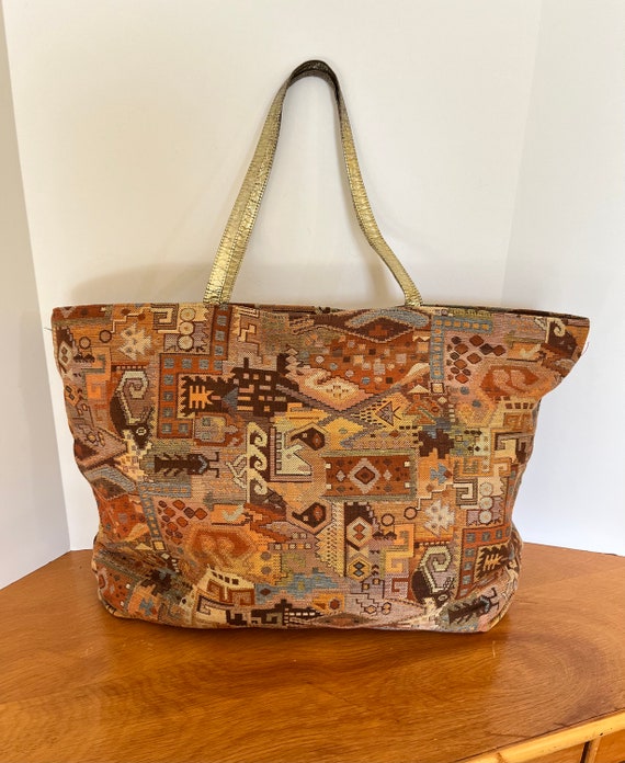 Shirl Miller Vintage Tote Bag Large Fall Aztec Mod