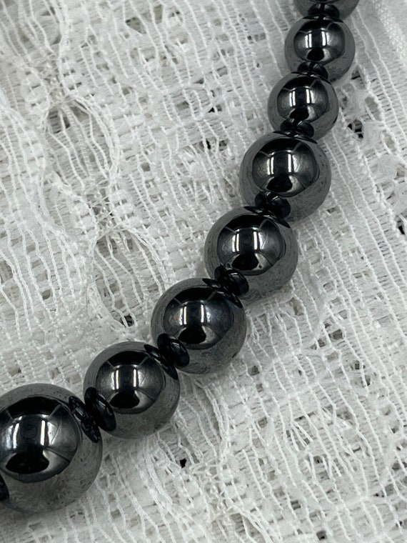 Vintage Necklace High End Charcoal Gray Beads Bal… - image 5