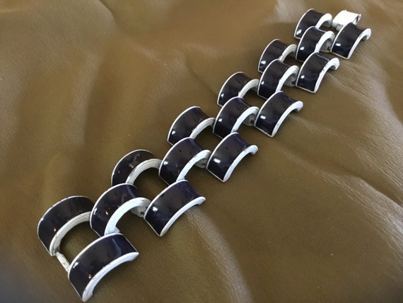 Jay Feinberg 80’s Chunky Bracelet Enamel Metal SI… - image 1