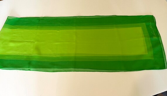 Anne Klein Silk Chiffon Scarf Long Greens Sheer S… - image 4