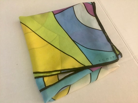 Vintage Echo Silk Scarf Oversized Square Fab Colo… - image 2