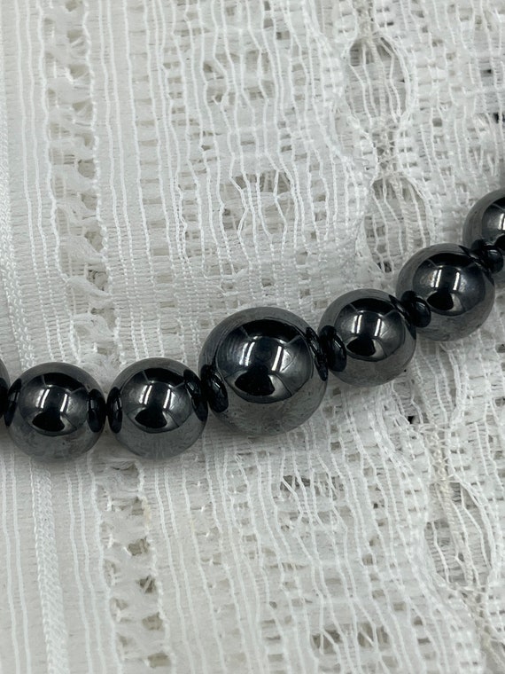 Vintage Necklace High End Charcoal Gray Beads Bal… - image 4