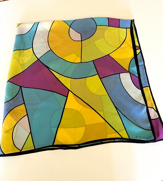 Vintage Echo Silk Scarf Oversized Square Fab Colo… - image 2
