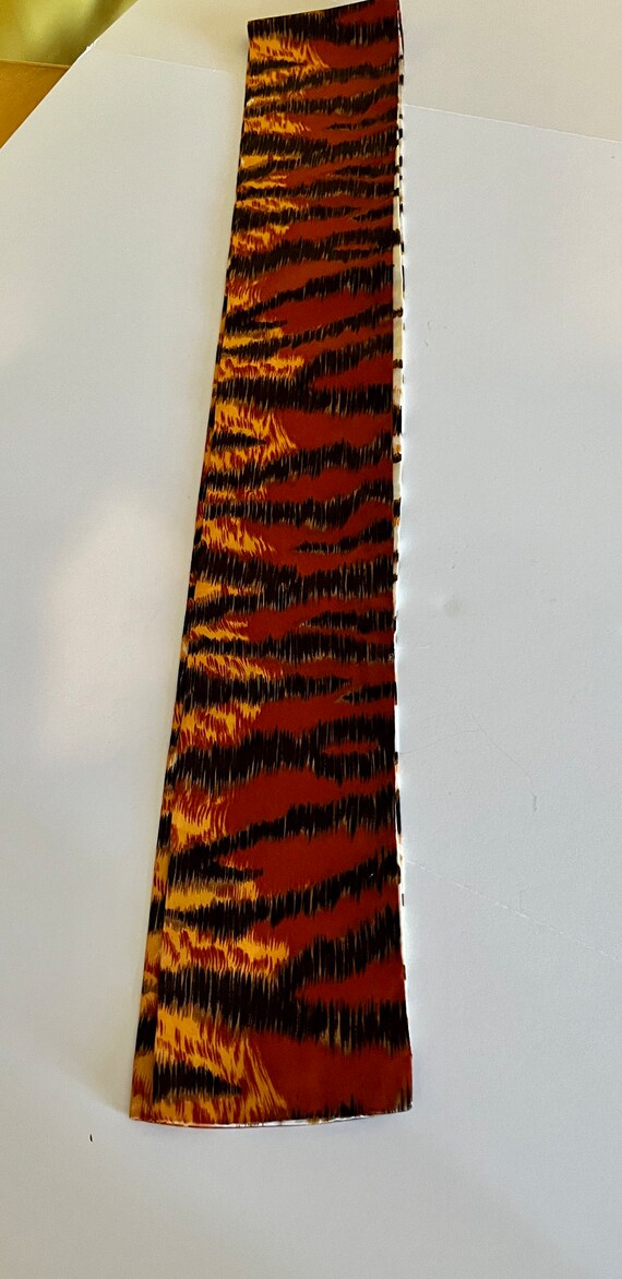 Vintage Silk Tiger Scarf Headscarf Flames Narrow … - image 4