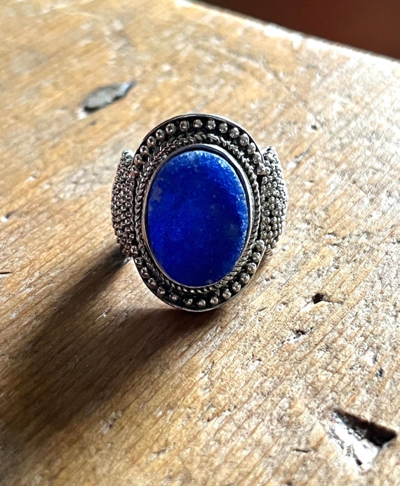 Sterling Blue Druzy Quartz Ring Vintage Bali Marke