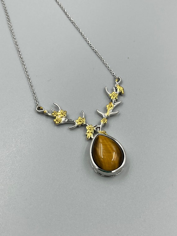 South African Tigers Eye 18K Gold Plated Platinum 
