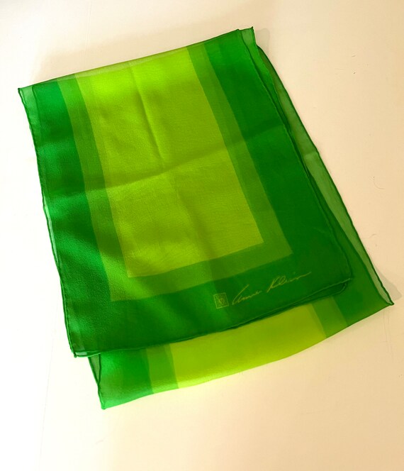 Anne Klein Silk Chiffon Scarf Long Greens Sheer S… - image 1